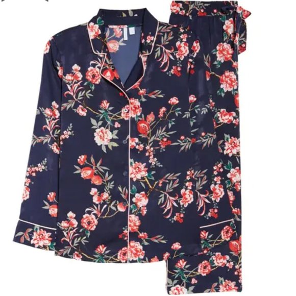 Nordstrom Floral Satin Pajama 2-Piece Set - Picture 2 of 6
